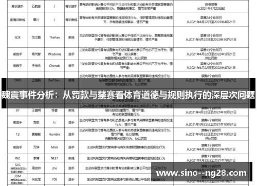 魏震事件分析：从罚款与禁赛看体育道德与规则执行的深层次问题