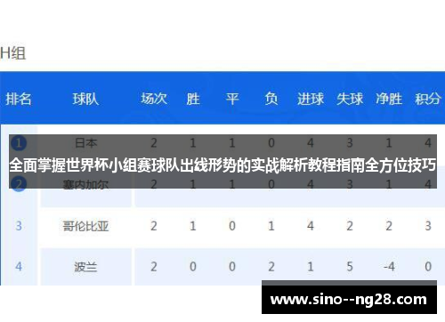 全面掌握世界杯小组赛球队出线形势的实战解析教程指南全方位技巧 全面掌握世界杯小组赛球队出线形势的实战解析教程指南全方位技巧